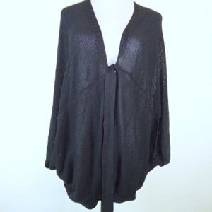 PRANCING LEOPARD black organic cotton tie front SWEATER  OS one size yoga wrap